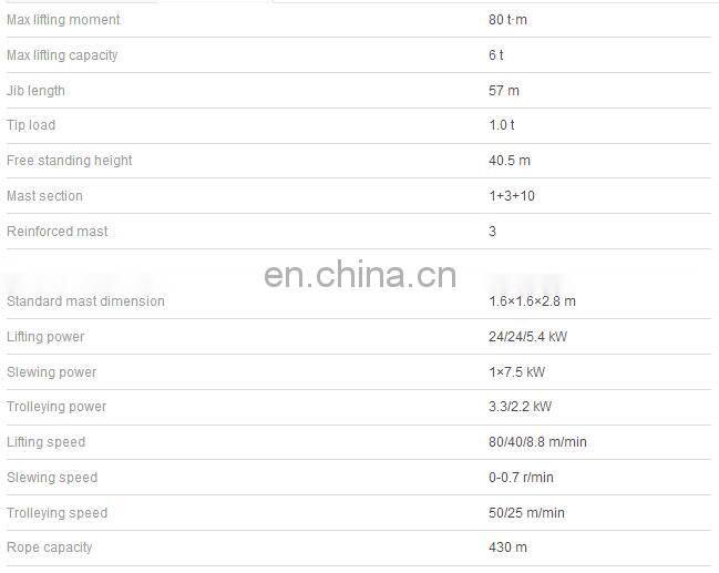 Product Description Tower crane sany brand SYT80 with high quality Tower crane