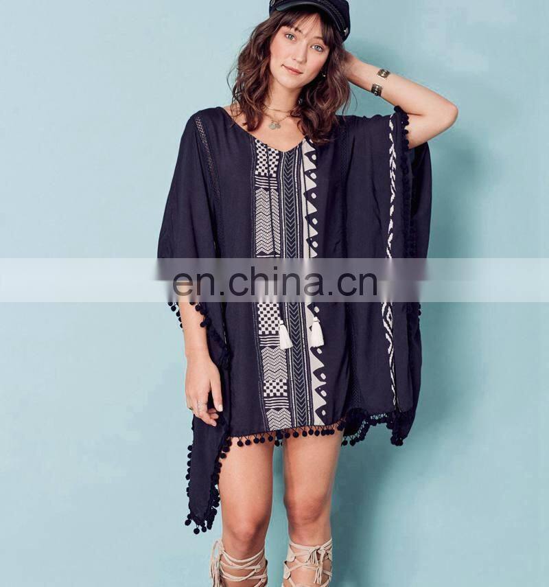 Beach Cover up With Tassel Rayon Vintage Swimwear Beach Tunics Kaftan Dress Beachwear Women Large Size Robe de Plage