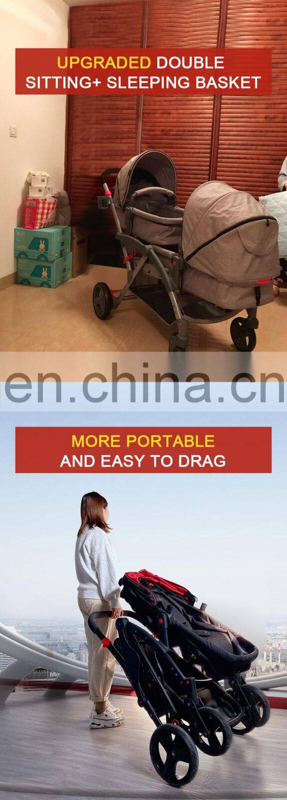 Child Folding Good Baby pram Double Stroller baby twin prams and strollers