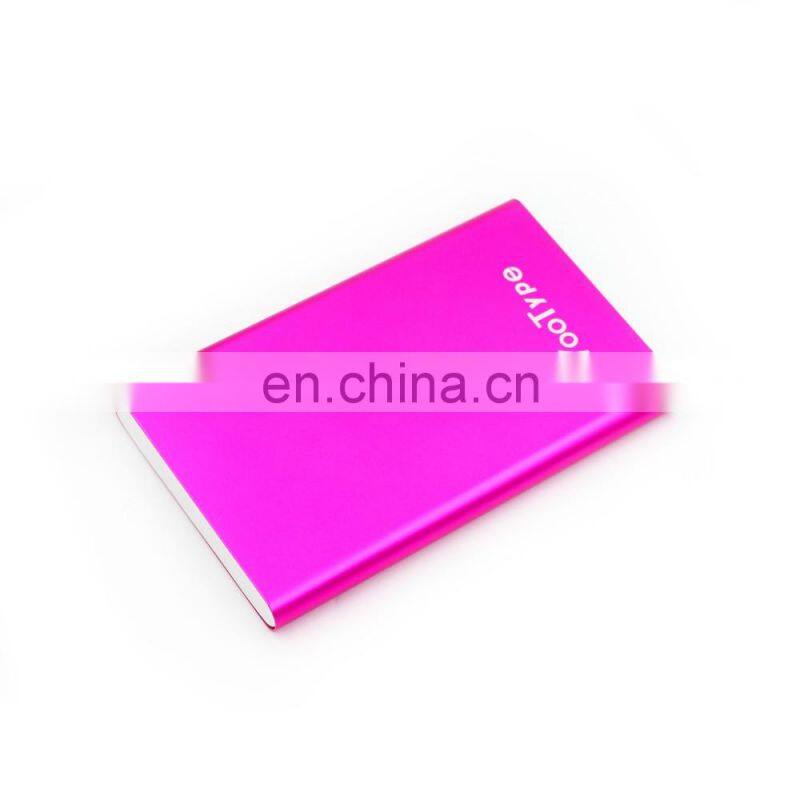 2020 best quality metal 4000mah power bank aluminum super thin power charger oem logo print