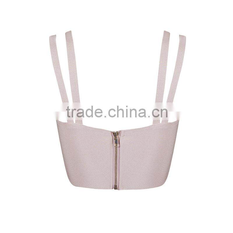 Jenny Fashion Wholesale 2016 New White Beige Red Yellow Sey Cute Women Strap Bandage Bustier Crop Tops