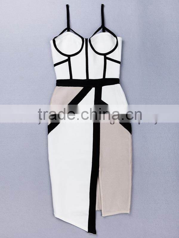 Summer dress 2015 new fashion women strap blue beige black V neck strap women sey mini evening party bandage Dresses Bandage Bod