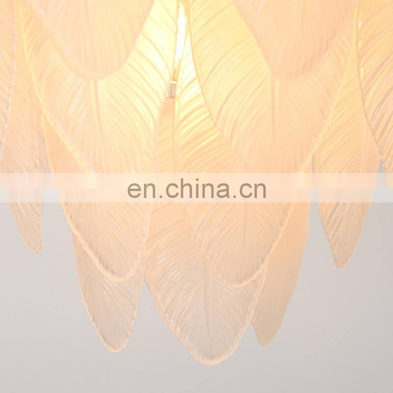 Glass Feather Plume Modern handmade Nordic bedroom Luxury New Chandelier