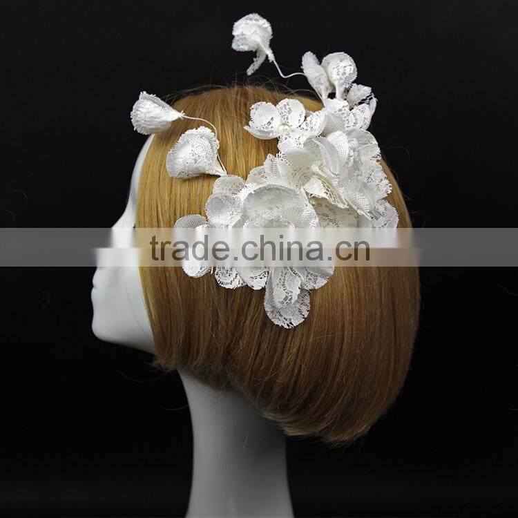 Customized Bridal Hair Accessories Ivory Lace Flower Branch Fascinator Wholesale