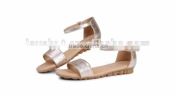 2016 new design shiny sequined pailette flat real leather sandals shoes for summer and beach with oxford sole