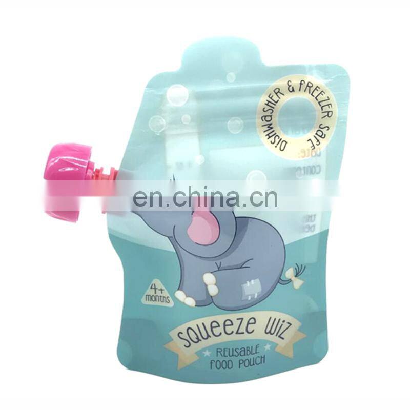 Custom printed stand up pouch BPA free food spout pouches with childproof cap