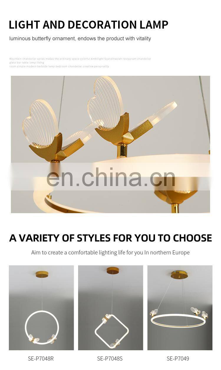 Professional Factory Indoor Decoration Living Room Bedroom Modern Iron Acrylic LED Pendant Light