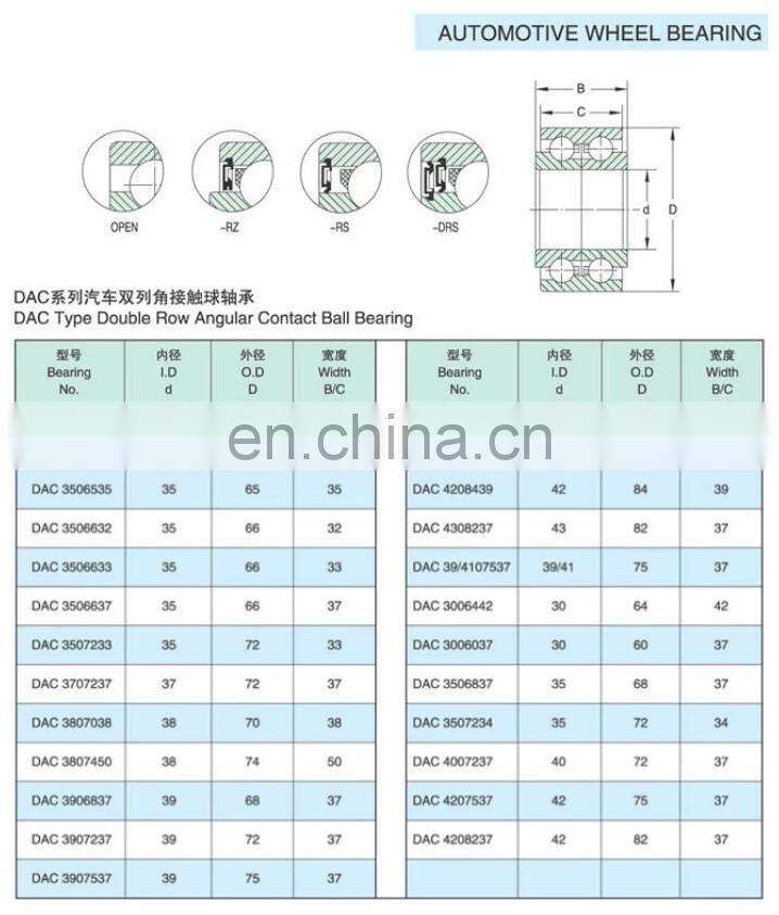China manufacturer wheel hub car bearing 39*68*37 mm DAC39680637 auto bearing