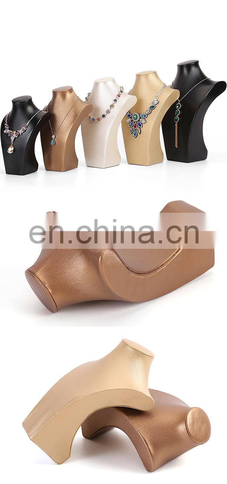 Modern Good Quality Mannequin Desktop Leather Pu Jewelry Display Stand Store Holder Necklace Bust Display