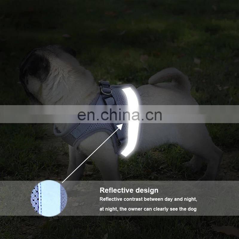 Dog Harness with Leash Summer Pet Adjustable Reflective Vest Walking Lead for Puppy Polyester Mesh Harness