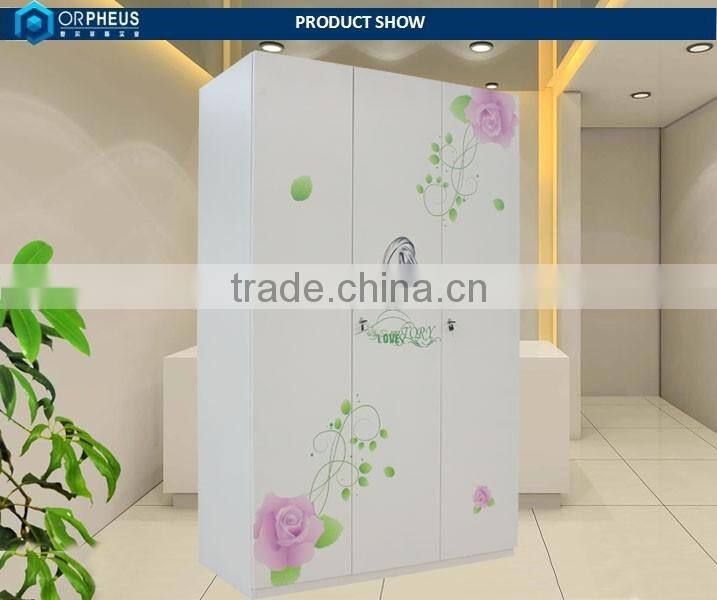 French Bedroom Furniture Set White and Pink Rose Printing Steel Bedroom Furniture Set