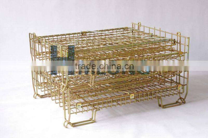 Folded wire mesh steel forklifts stacking container