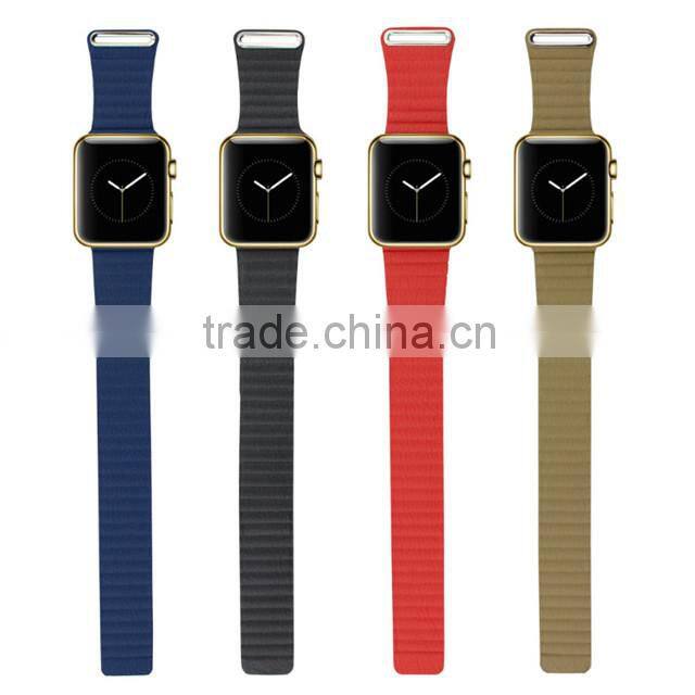 link bracelet For Apple Watch Leather Loop 42mm Adjustable Magnetic Closure strap For Apple Watch leather Band 38