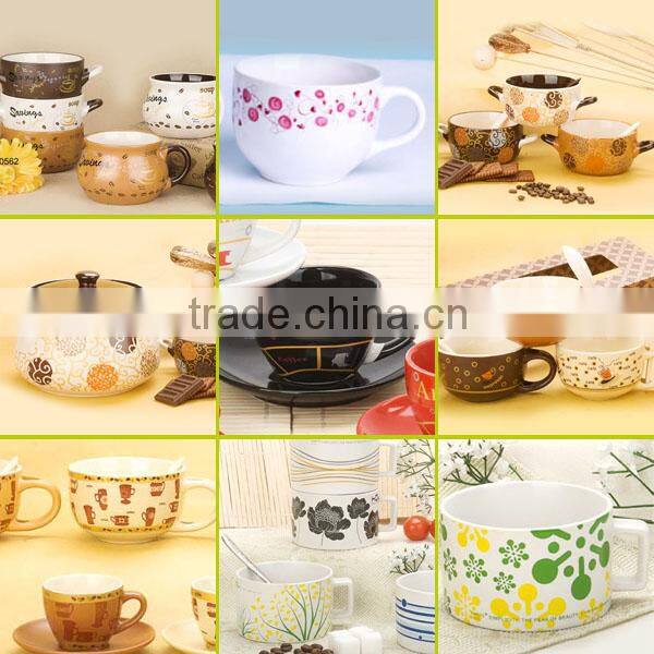 hand-painted ceramic soup mug with lid