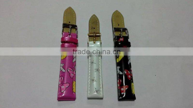 Produce & Wholesale Cartoon Print PU Leather Face Material Genuine Leather Back Material Watchbands