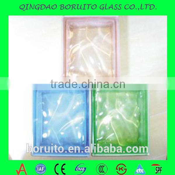 colored glass brick/ decorative glass block for curtain wall / lightweighe building material