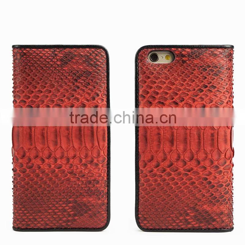 High quality real snake leather case for Iphone 6 genuine leather flip phone case