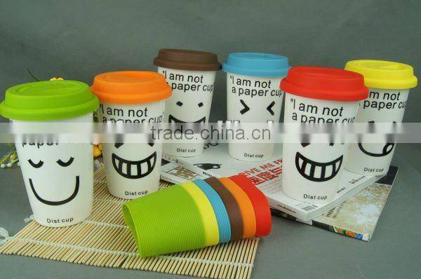 2012 newest porcelain coffee mug with silicon lid and bottom BY-SB2