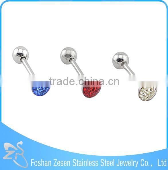 2016 Surgical Steel Crystal Ball Gauge Unique Tongue Ring