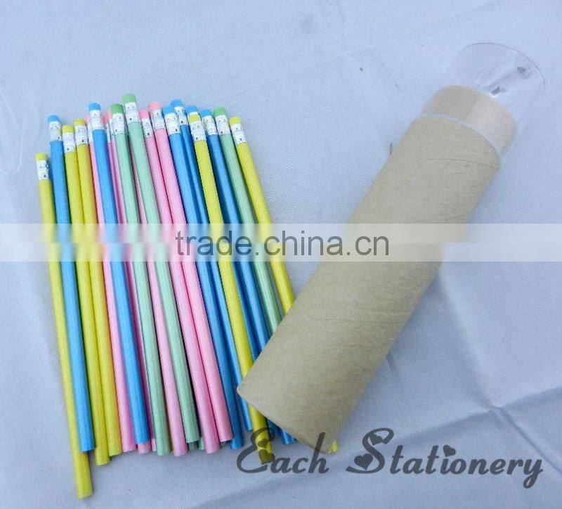 24pcs 7"HB recycled multi color pencil in tube box
