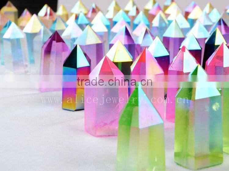 Rock mineral specimen titanium crystal quartz point with inclusions for healing energy