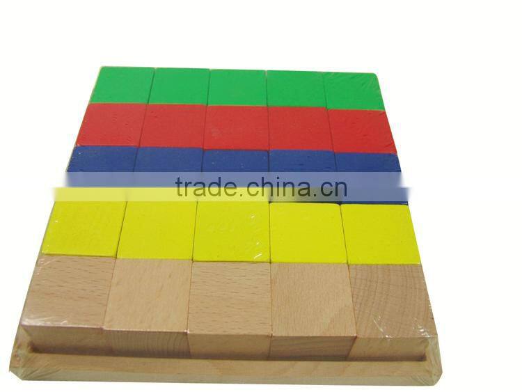 Preschool Educational Teaching Aids Wooden Toy 25pcs Cubes With Tray Education Sets