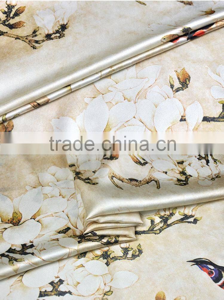 OEM assured digital printed 100 silk stretch satin fabric