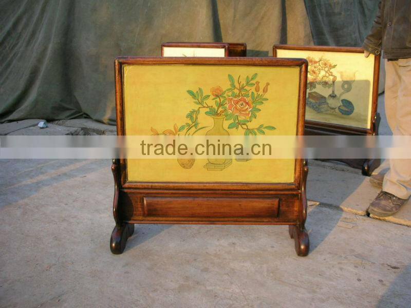 antique stand painted screen