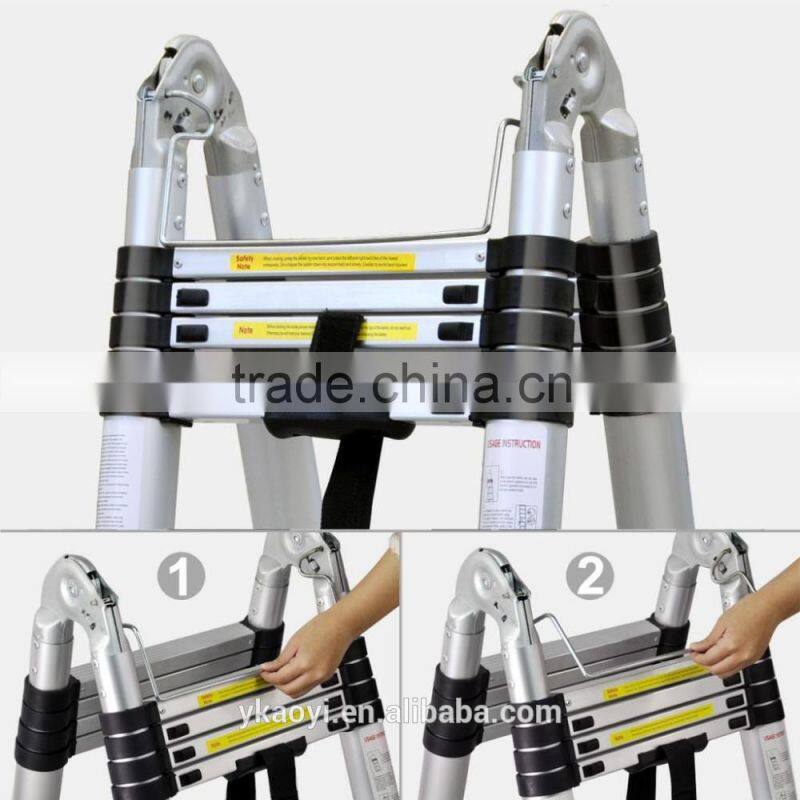 2015 New 3.8m twin safety telescopic aluminium ladder AY-ZJ3038