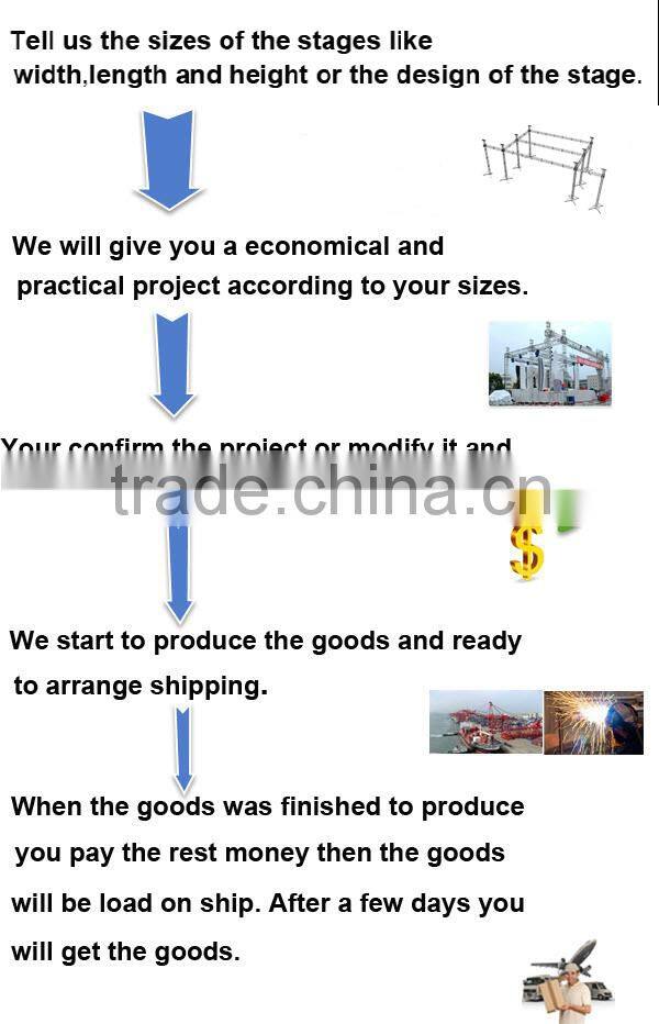 6 pillars outdoor aluminum stage with shade roof