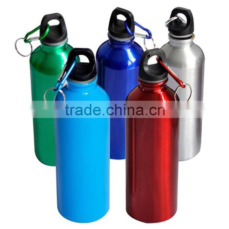 Outdoor light weight aluminum camping sport bottle with carabiner