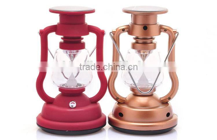 Rechargeable LED solar camping lamp with hand crank