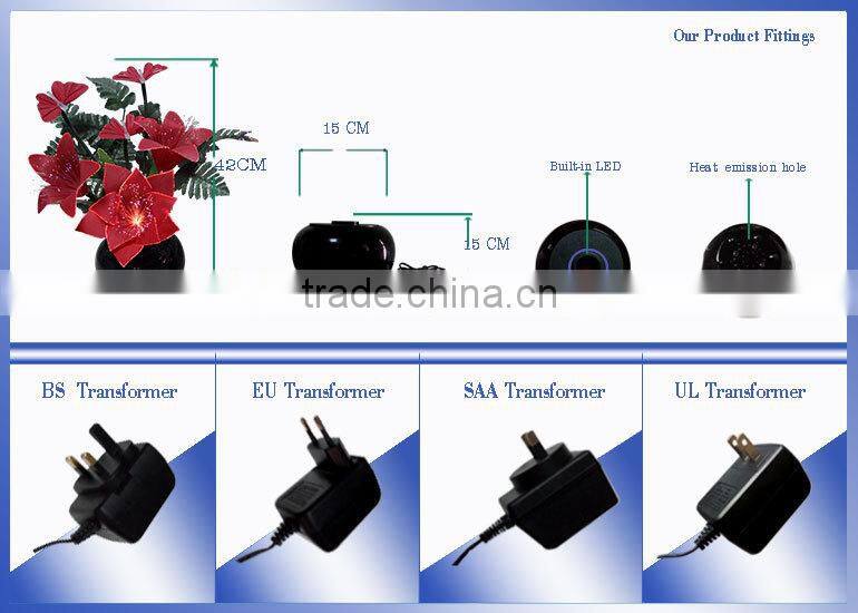 Party supplies color changing optical fiber christmas flower with led
