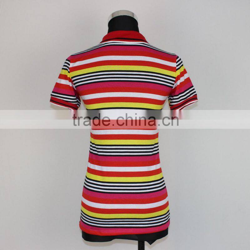 Low Price Good Quality Top Sales Women custom striped polo shirt