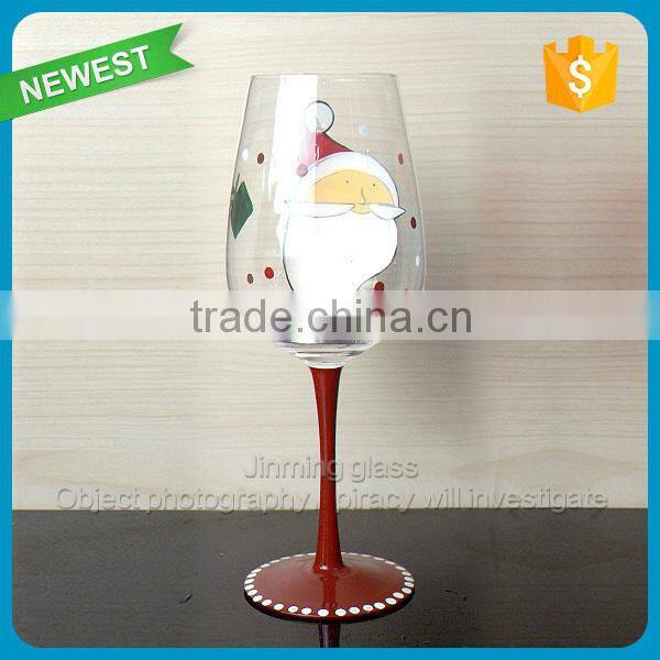 Hot sale red wine glass with colorful logo wholesale