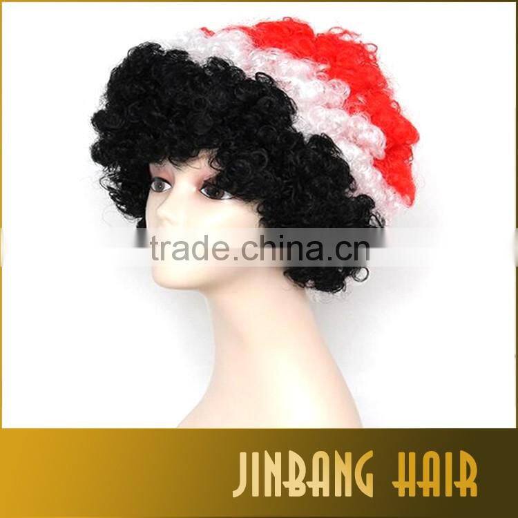 New football fans wigs Black White & Red Sports Fanatic Wig 1piece/lot for wholesales