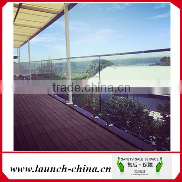 slotted mini top rail for 12mm laminated glass deck railing designs