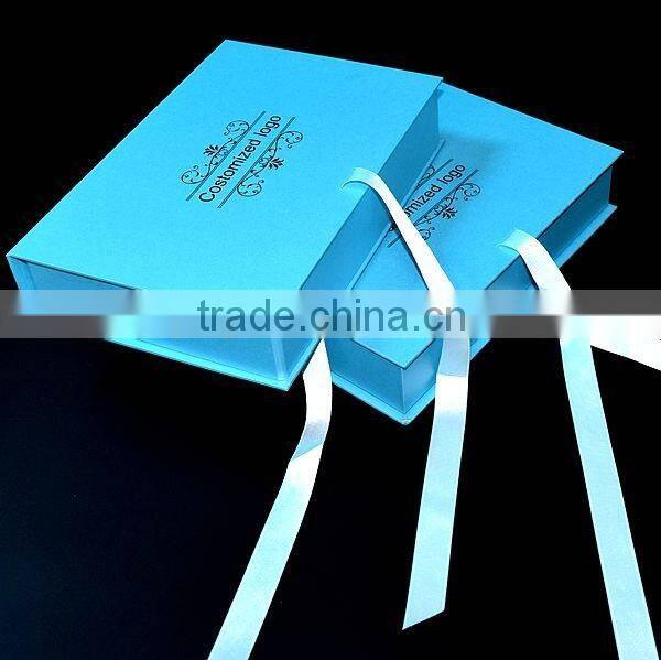2016 Luxury customized blue cosmetic gift box packaging