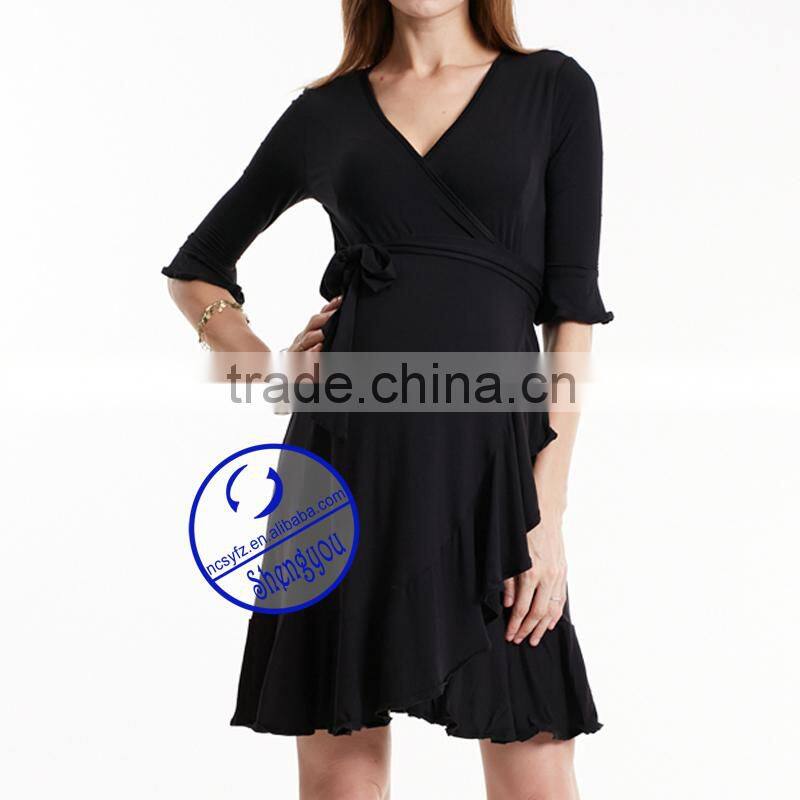 Best Selling Fabulous Design High Quality Black Maternity Dress for Maternity Women