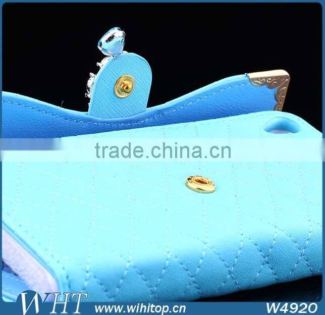 Hot New Products 2015 Trifold Design for Sony Xperia Z3 Wallet Case with Elegant Chain