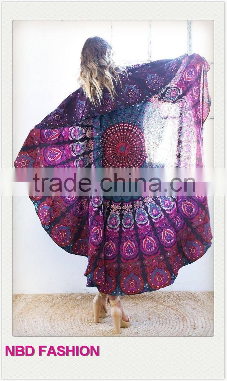 Latest Design Peacock Round Beach Scarves Yoga Mat