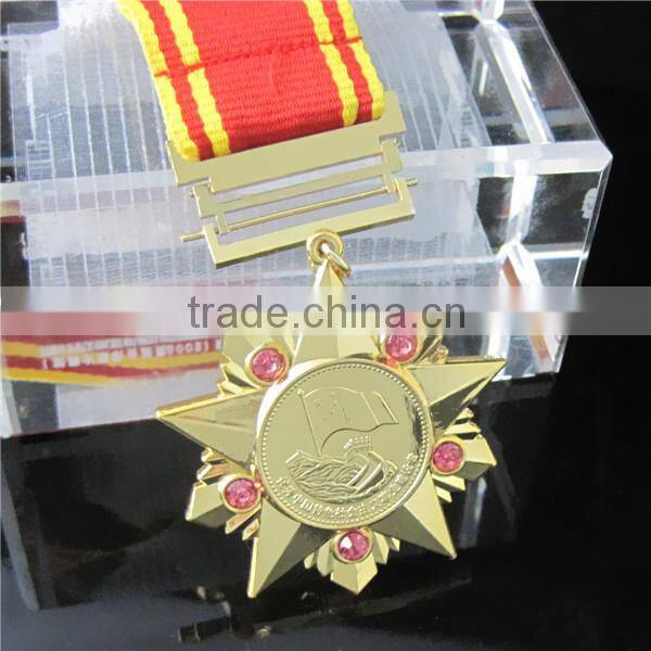 Custom Production Metal Award Medal / Diamond Military Medal / Star China Military Medal