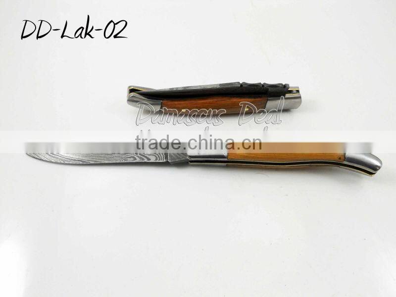Damascus Steel Laguiole Knife Stag Handle, 10cm and 12cm sizes available