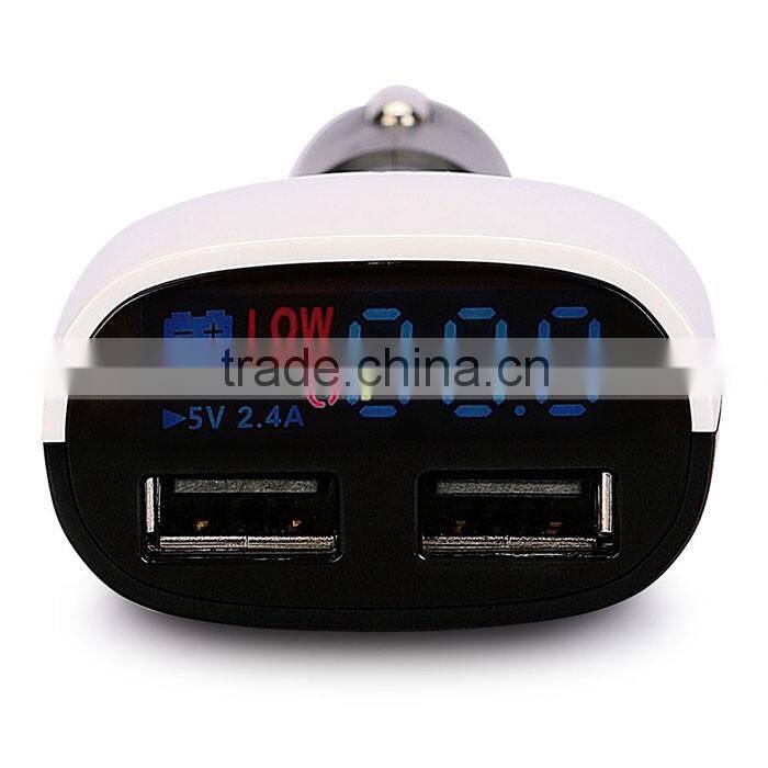 Dual LED Display USB Car Charger For Samsung Galaxy S6 Note 5 4 iPhone HTC White