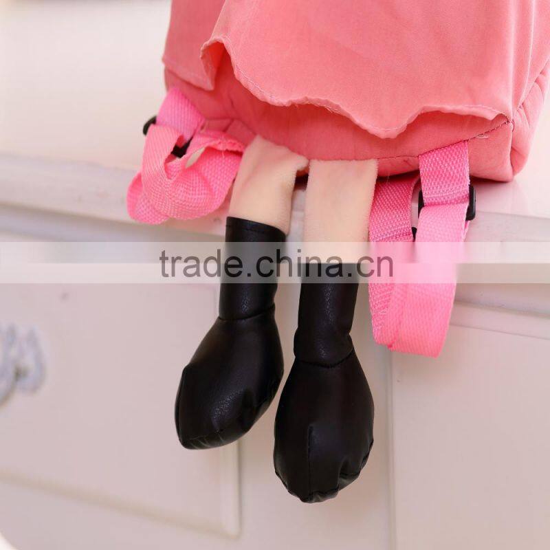 55cm beautiful customized beige stuffed plush Phil doll backpack with color-assorted windbreak& hood