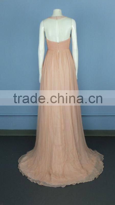 Sleeveless Silk Crinkle Chiffon Blush Pink Maternity Dress EY0011