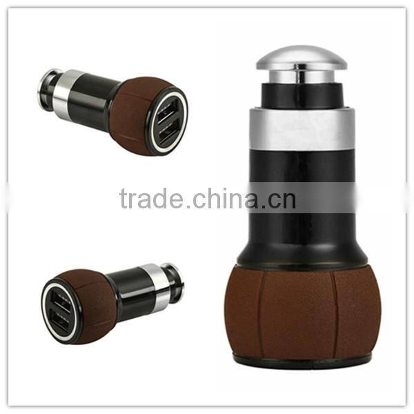 2-port Dual USB Metal Car Charger Pure copper series Car Charger with Window Glass Breaking Tap Hammer for Cellphone A001