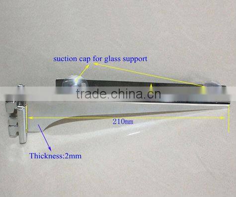 Supermarket metal shelf glass support bracket