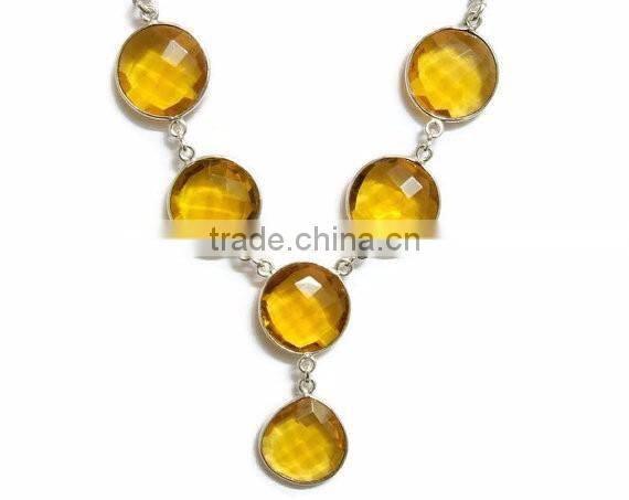 925 sterling Silver Lemon quartz Gemstone necklace