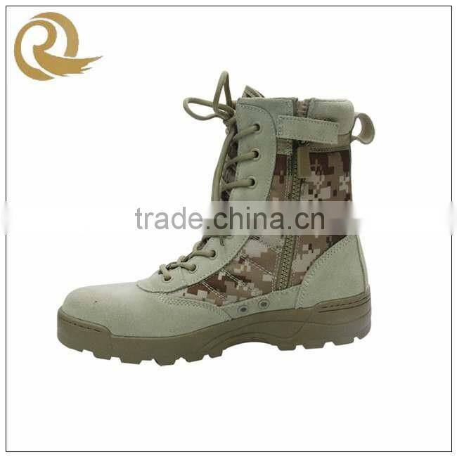Custom leather waterproof camouflage military desert boots